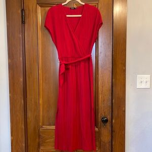 Bershka Red Midi Plisse Dress